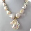 Jewelr 003028 Natural Light Pink Lavender Unusual Keshi Keishi Baroque Pearl Necklace&Pendant218U