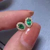 Stud Oorbellen Mode Kleine Chique Groene Kristal Smaragd Edelstenen Diamanten Voor Vrouwen Meisje 18k Goud Kleur Sieraden Bijoux Geschenken