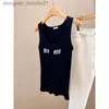 Grundläggande avslappnade klänningar lyx varumärke MIU Black Dress Designer Camisole Dress Sweet Mini Kjol Sexig ärmlös Vest Summer Y2K Sticked Tank Top L230916