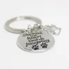 12pcs lot THE road to my heart is paved with pawprints DOG paw print For Dog LOVER Gift Jewelry key chain charm pendant key chain251I