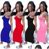 Vestidos casuais básicos t camisa vestido roupas femininas coreano streetwear tanque bandagem longo bodycon praia verão para atacado gota deliv dhyue