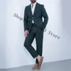 Abiti da uomo Blazer Casual Uomo Slim Fit Risvolto Due bottoni 2 Pezzi Blazer Pantaloni Sposo Smoking della festa nuziale Trajes De Hombre 230915