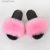 Pantofole per bambini Scivoli Pantofole in pelliccia di volpe sintetica Bambini Soffici sandali di procione Moda Furry Home Infradito piatte Neonate Scarpe di peluche carine T230916