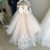 Simples vestidos da menina de flor para o casamento com arco uma linha rendas até espartilho criança pageant vestidos para adolescentes crianças formal Gown168p