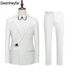 Costumes pour hommes Gwenhwyfar Coloré Élégant Rose Pour Hommes Slim Fit Groom Groomsmen Mariage Tuxedo Sur Mesure Formel Business Blazer Gilet