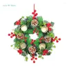 Świece uchwyt świąteczny Pinecone Berries Wreath Candlestick dla stołowych elementów Centerpieces Dekoracja drzwi ścian C9GA