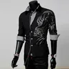 Chemise à manches longues pour hommes, Style européen, imprimé Dragon de tatouage, chemise Silm Fit, 4 couleurs, 298S