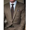 Herrdräkter blazrar mörkbrun tweed blazer män ull fiskbens brittisk stil skräddarsydd mens passar smal fit bröllop för220e