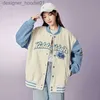 Kvinnors jackor Autumn Winter Women Embroidery Baseball Uniform Jacket Boys College Style Korean Loose Casual Jacket L230916