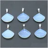 Pendant Necklaces Wholesale Fashion Geometric Circar Sector Shape Gemstone Colorf Natural Crystals Stone For Jewelry Making Dhgarden Dh0Ge