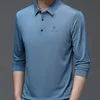 Polo da uomo Tendenza alla moda da uomo Tinta unita Camicia con collo a polo Business Casual Semplicità Stampata T-shirt a maniche lunghe Autunno Abbigliamento maschile 230915