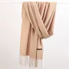 Scarves Women Solid Scarf Cashmere Pashmina Shawls Tassel Hijab Head Wraps Femme Thin Autumn Winter Tassel Scarves Bandana Designer 230915