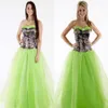 New Arrival Camo Bridesmaid Dresses Sweetheart Camouflage Print Ruffled Bud Green Tulle Dresses Evening Wear A-line Floor Length P248n