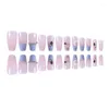 Unhas Falsas 24 Pcs Gradiente Wearable Francês Longo Vestindo Um Sal Marinho Luz Azul Xingyue Falso Terminado Jelly Glue Manicure.