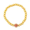 Strand Gold-plated Copper Beads Bracelets For Women Shiny Zircon Enamel Colorful Basketball Charming Bracelet Sports Wholesale Jewelry