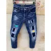 Jean homme Rips Stretch noir denim Jean italie mode Slim Fit lavé moto pantalon lambrissé Hip HOP pantalon 318Q