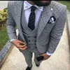 2019 Yeni Erkekler Düğün Takımları İnce Fit 3 Parça Smokin Damat Damatçı Özel Erkekler Düğün Traje Hombre Ceket Pant Pantolon Vest3112