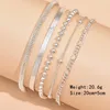 Fußkettchen 5 Stück Set Multilayer Perlen Schlangenkette Set für Frauen Barfuß Sandalen Knöchel Armband am Bein Fuß Schmuck Geschenke302A