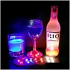 Mats Pads New Blinking Glow Led Bottle Sticker Coaster Lights Flashing Cup Mat Battery Powered For Christmas Party Bar Vase Decoration Dhu0X