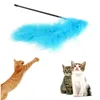 Kalkoenveer Wand Stick Voor Kat Catcher Teaser Speelgoed Voor Huisdier Kitten Springen Trein Aid Fun Willekeurige Color2933