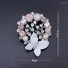 Brooches TANGTANG Butterfly Brooch For Girl Lovely Flower Shell Buuterflies Pink And Baby Blue Opal Stones Silver Plated