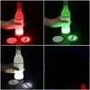 Matten Pads Nieuwe Knipperende Glow Led Fles Sticker Coaster Lights Knipperende Cup Mat Batterij Aangedreven Voor Kerstfeest Bar Vaas Decoratie Dhu0X