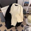 Women's Sweaters Elegant Women Shoulder Cut Out Pullover Korean Style Sexy O-Neck Knit Long Sleeve Sweater Female Casual Color Block