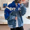 Damenjacken 825Jeansjacke für Männer im Frühling und Herbst und auf dem Klo Denim Loose Trendy Lazy Style BF Design Niche American Couple High Street Baseball Uniform