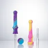 Headshop666 SI003 Tubo de silicone com ponta de cerâmica de quartzo de aço inoxidável Cachimbo de fumo Plataformas de petróleo Acessórios para bongos de vidro Dab Rig