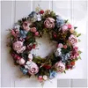 Decorative Flowers Wreaths 53Cm Door Wreath Large Garland Artificial Flower Wall Hanging Decoration Home Farmhouse Deocr Hawaiian Drop Dhq38