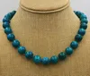 Pingentes Linda 12mm Azurite Chrysocolla Gem Colar 18 Tibetano Prata Amor Fechos Jade