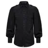 Camisa vintage masculina de alta qualidade steampunk vitoriano sólido retro festa à noite blusa manga longa streetwear camisa chemise ho2347