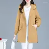 Women's Trench Coats Windbreaker Jacket Women Mid-Length 2023Spring Autumn Hooded Coat Female With Lining Top Zipper Lady Outwear L541