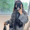 12% OFF Double sided checkered versatile cashmere insulation Korean high beauty autumn and winter long beard shawl collar