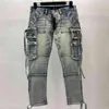 Amirs designer homens jeans Amirs nova rua alta multi bolso velho azul roupas de trabalho locomotiva lavagem fita jeans maré marca poiso259n