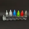 Botellas cuentagotas de plástico coloridas con tapa de cristal 3 ml 5 ml 10 ml 15 ml 20 ml 30 ml 50 ml 100 ml Botella de aguja de plástico PET para líquido de jugo E Dxkwa