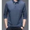 Polo da uomo Tendenza alla moda da uomo Tinta unita Camicia con collo a polo Business Casual Semplicità Stampata T-shirt a maniche lunghe Autunno Abbigliamento maschile 230915