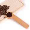 Design Wooden Coffee Scoop With Bag Clip Tablespoon Solid Beech Wood Measuring Tea Bean Spoons Clips Wholesale