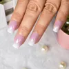 Faux Ongles Presse Sur Blanc Rose Dégradé Français Faux Ongles Moyen Cercueil Colle Brillante Cadeau Pour Filles Femmes Rencontres 24 Pièces