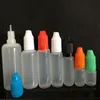 500pcs e液体ドロッパーボトル3ml 5ml 10ml 15ml 20ml 30ml 50ml 60mlのペットボトル付きの子育てキャップと薄い先端lopc用の空のボトル