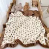 Filtar Swaddling Baby Minky Dot Quilt för Autumn Winter Bear Rabbit Muslin Born Crib Filt Comforter Kids Fleece Thermal Sleeping Cover 230915