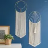 Estatuetas decorativas 2 peças de macrame, suspensão de parede, decoração boho, arte chique, boêmia, decoração de casa para apartamento, quarto, sala de estar, dormitório