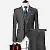 Men's Suits Blazers Foreign trade men's business casual suit threepiece set of two buckles Korean version slim groom wear 230915