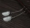 Boucles d'oreilles pendantes en Jade naturel, argent 925, longue Section, pendentif cigale, cadeau à la mode, bijoux savoir