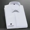 Mäns klassiska franska manschettklänningskjortor långärmad ingen fick Tuxedo manlig skjorta med manschettkroppar219u