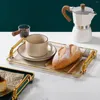 Bandeja plástica do serviço das bandejas do chá com mesa de centro dos punhos para o café da manhã da bancada