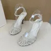 2024 Alevi Milano sandali con tacco alto cinturino incrostato di cristalli spool designer party Dress shoe