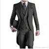 New Arrival Black White Grey Light Grey Purple Burgundy Blue Tailcoat Groomsmen Men Wedding Party Suits Jacket Pants Vest Tie NO233l