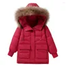 Manteau en duvet pour enfants, veste de haute qualité, hiver 2023, col en vraie fourrure, vêtements d'extérieur pour bébés filles et garçons, manteaux plus épais, Wz393