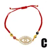 Charme Pulseiras Flola CZ Strass Olho Turco para Mulheres Tecido Red Thread Corda Cadeia Ajustável Lucky Jóias Presentes Brtk22